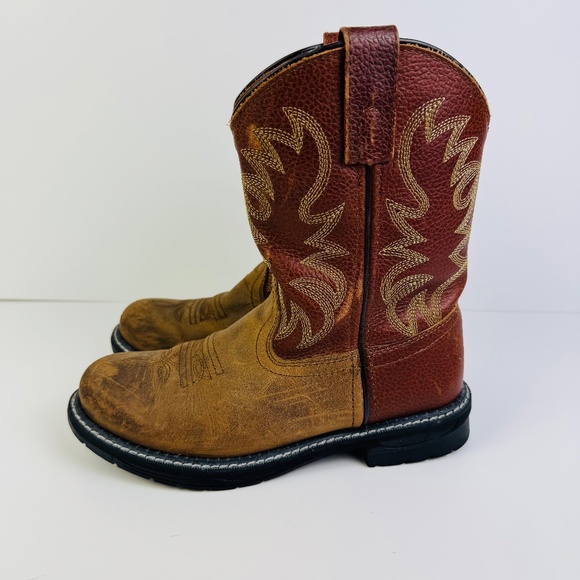 Smoky Mountain Buffalo Western Boots Brown Oil Distress 2470C Kid's Size 13.5 - Picture 4 of 11